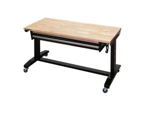 lot 9 image: HUSKY 52 Adjustable Height Workbench Table with 2- Drawers In Black