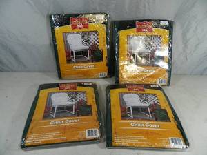 lot 26 image: 4 New Vinyl Outdoor Patio Chair Covers