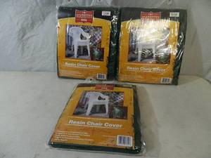 lot 62 image: 3 New 4 Stack Resin Chair Covers