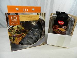 lot 66 image: 24 New Aluminum Grilling Trays and New Grilling Bowl with Lid