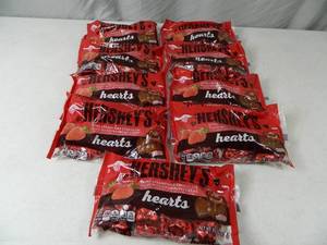 lot 125 image: 9 New Bags of Hershey Strawberry Filled Hearts
