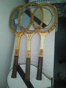 lot 160 image: 3 vintage tennis rackets