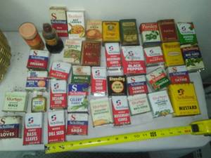 lot 173 image: Spice canisters and basket.
