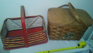 lot 175 image: 2 - baskets, collapsible, metal and cloth.