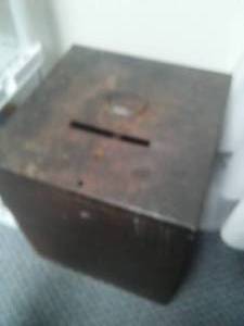lot 188 image: Metal Ballot Box - lockable vintage.