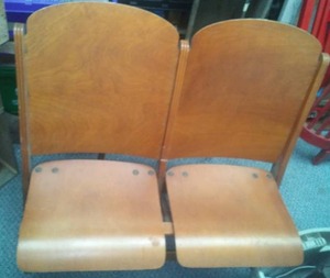 lot 217 image: 2 connected wood theater seats