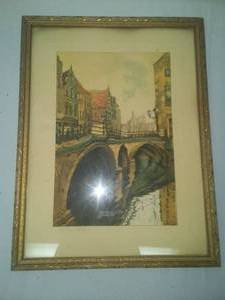 lot 239 image: Malines Belgium watercolor - Rare by Carl van Sigel in frame.