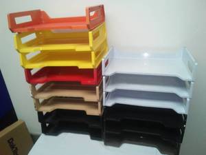 lot 249 image: 14 desk organizer file trays in a tote
