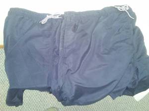lot 350 image: 2 New 2 Mens 3XL swim trunks. Navy Blue