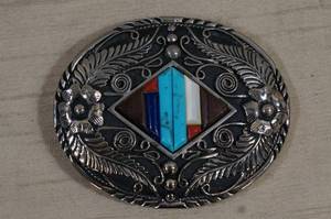 lot 7 image: Belt Buckle with Turquoise Inlay