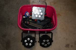 lot 15 image: 3 American DJ Professional Stage Lights with Wires