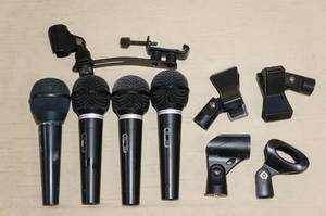 lot 20 image: 4 Microphones and Miscellaneous Mic Clamps