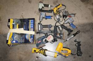 lot 96 image: Bin of Air and Power Tools