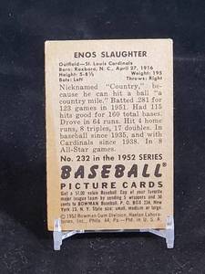 lot 5 image: 1952 Topps Baseball Card Enos Slaughter