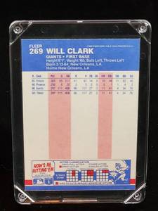 lot 99 image: 1987 Fleer Baseball Will Clark Rookie Card # 269