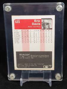 lot 125 image: 1985 Fleer Baseball Eric Davis Rookie Card # 533