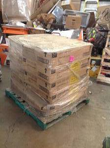 lot 18 image: Pallet of 10 cases of 3 outlet 1.5 ft mini power strip ( pack of 108 each case) 1080 units never used