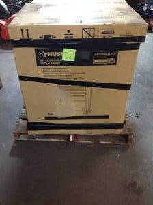 lot 32 image: Husky 27 in. W 5-Drawer Rolling Cabinet Tool Box Chest in Textured Black ( set of 2 )
