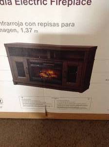 lot 34 image: Home Decorators Collection Ashmont 54 in. Freestanding Electric Fireplace TV Stand in Gray Oak Close in good condition