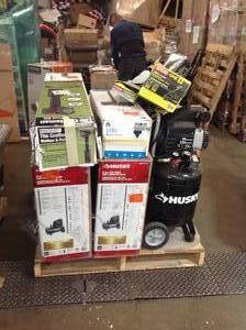 lot 43 image: Pallet of Mixed Tools and other items, Air Compressors, Outdoor , mailboxes etc various models and conditions customer returns