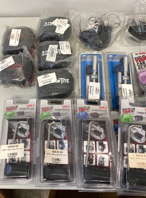 lot 37 image: Bulk Lot - New Trailer Connection Harnesses, Locks, Adapters and more