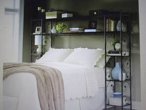 lot 96 image: Leaf Scroll Headboard Shelving open...