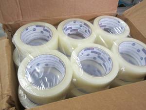 lot 147 image: Box of 36 Rolls Clear Packing Tape ...