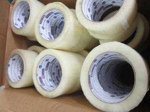 lot 148 image: Box of 36 Rolls Clear Packing Tape ...