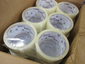 lot 151 image: Box of 36 Rolls Clear Packing Tape ...