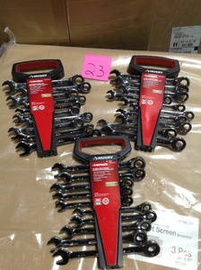lot 23 image: LOt of 3 New Husky Ratcheting Combination Wrench Set, SAEMM (10-Piece)