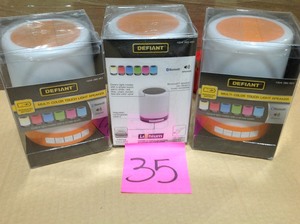 lot 35 image: Lot of 3 Defiant Multi Color Light Speaker not used