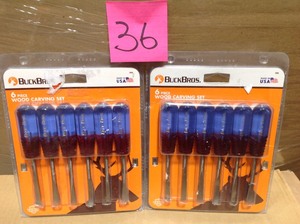 lot 36 image: Lot of 2 Buck Bros Wood Carving Tool Set (6-Piece) new