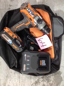 lot 64 image: RIDGID R8611503 18 VOLt 12 CORDLESS HAMMER DRILL  plus octane bluetooth battery and charger used in good condition