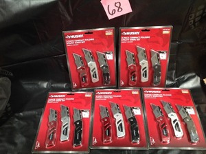 lot 68 image: Lot of 5 New Husky 3-pack Compact folding utility knives