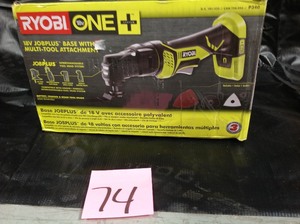 lot 74 image: Ryobi 18-Volt ONE JobPlus Base with Multi-Tool Attachment (Tool-Only) not used