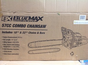 lot 80 image: Blue Max Heavy Duty 57cc 18in  22in Combo Chainsaw Not used