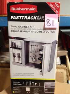 lot 81 image: Rubbermaid FastTrack 5 Piece 24 Inch Garage Tool Cabinet Kit Rail Storage System New
