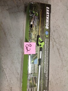 lot 82 image: Earthwise 20Volt 20 in Cordless Pole Hedge Trimmer, 2Ah Battery Charger Included not used