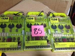 lot 85 image: Lot of 3 RYOBI 155-PIECE ROTARY TOOL KIT Accessory Set A981551QP not used