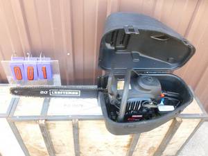 lot 1 image: Craftsman 20 Gas Chainsaw with case. Nearly new. Tested & works. As shown.