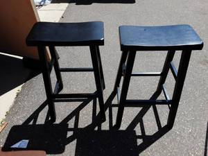 2-Black Wooden Stools