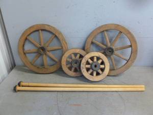 lot 3 image: Custom Made Wagon Wheels