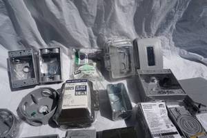 lot 15 image: Large Lot of Metal Outlet & Switch Boxes