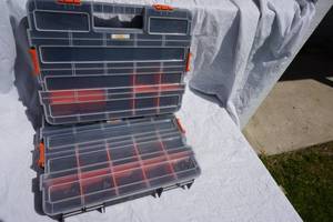 lot 29 image: 2  - HDX Brand Slotted Tool Boxes With Lock See Through Plastic Lid