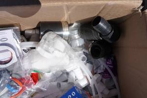 lot 39 image: Large Lot of PVC Pipe Fittings, Elbows, Connectors and More