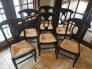 lot 32 image: Rush Seat Dining Chairs, Set of 6