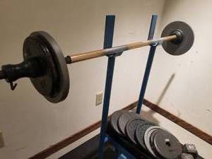lot 77 image: Bench & Weight Set with Floor Matts