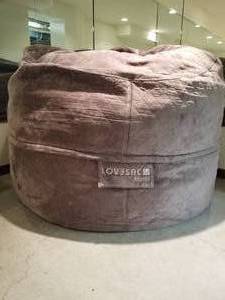 lot 30 image: LoveSac Limited Edition Courtney Cachet Supersac with Ottoman & Pillow