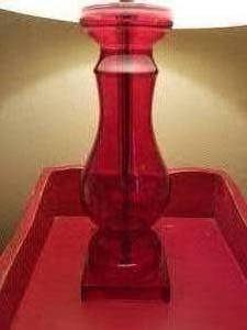 lot 38 image: Red Coated Glass Table Lamp
