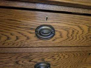 lot 19 image: Art Nouveau Carved Oak 5 Drawer Dresser
